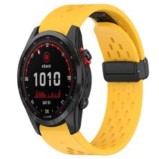 Per cinturino in silicone con foro per fibbia pieghevole Garmin Fenix 7 Solar da 22 mm (giallo)