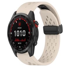 Per cinturino in silicone Garmin Fenix 7 Solar da 22 mm con foro per fibbia pieghevole (colore Starlight)
