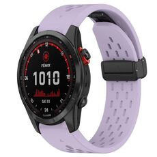 Per cinturino in silicone Garmin Fenix 7 Solar da 22 mm con foro per fibbia pieghevole (viola)