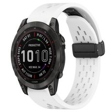 Per cinturino in silicone con foro per fibbia pieghevole Garmin Fenix 7 Sapphire Solar da 22 mm (bianco)