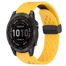 Per cinturino in silicone con foro per fibbia pieghevole Garmin Fenix 7 Sapphire Solar da 22 mm (giallo)