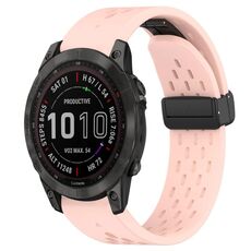 Per cinturino in silicone con foro per fibbia pieghevole Garmin Fenix 7 Sapphire Solar da 22 mm (rosa)