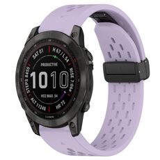 Per cinturino in silicone con foro per fibbia pieghevole Garmin Fenix 7 Sapphire Solar da 22 mm (viola)