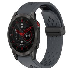 Per cinturino in silicone Garmin Epix Gen 2 da 22 mm con foro per fibbia pieghevole (grigio scuro)