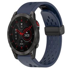 Per cinturino in silicone Garmin Epix Gen 2 da 22 mm con foro per fibbia pieghevole (blu notte)