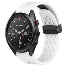 Per Garmin Approach S62 cinturino in silicone con foro per fibbia pieghevole da 22 mm (bianco)