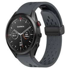 Per Garmin Approach S62 cinturino in silicone con foro per fibbia pieghevole da 22 mm (grigio scuro)