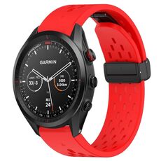Per cinturino in silicone Garmin Approach S62 con foro per fibbia pieghevole da 22 mm (rosso)