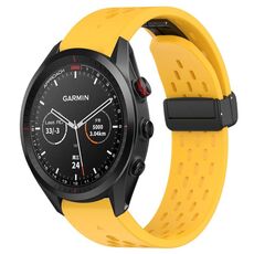 Per cinturino in silicone con foro per fibbia pieghevole Garmin Approach S62 da 22 mm (giallo)
