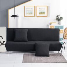 Copridivano letto elasticizzato senza braccioli Copridivano letto pieghevole all-inclusive, misura: S per divano da 120-155 cm (nero)