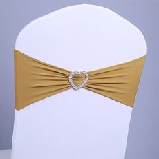 15x35 cm Coprisedia elasticizzato senza lacci per sedia con fiocco floreale Coprisedia per sedia da hotel Decorazione con cinturino per schienale(Oro)