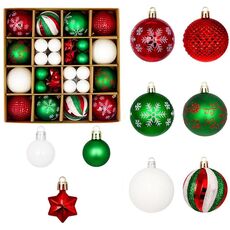44 pezzi/set 3-6 cm palla di Natale dipinta con ciondolo ornamenti elettrolitici, colore: rosso verde bianco