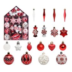 73 pezzi/set decorazione per albero di Natale con ciondolo palla di Natale dipinta, colore: rosso bianco