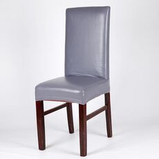 Fodera per sedia siamese elastica per la casa Custodia per sgabello per hotel in pelle PU impermeabile (grigio)