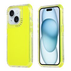 Per iPhone 15 Plus Dreamland 3 in 1 Custodia per PC con cornice trasparente in colore trasparente + custodia per telefono in TPU (verde fluorescente)