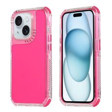 Per iPhone 15 Plus Dreamland 3 in 1 Custodia per PC con cornice trasparente in colore trasparente + custodia per telefono in TPU (rosa rossa)