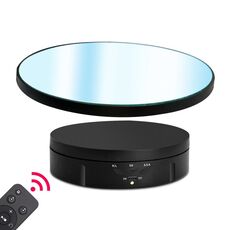 Espositore rotante elettrico a specchio da 22 cm Puntelli per riprese video dal vivo Giradischi con telecomando (Nero)