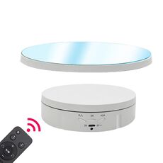 Espositore rotante elettrico a specchio da 22 cm Puntelli per riprese video dal vivo Giradischi con telecomando (Bianco)