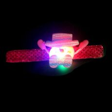 Polsino stile Babbo Natale con luce flash Merry Christmas Slap Pat Circle (pupazzo di neve chiaro con paillettes)