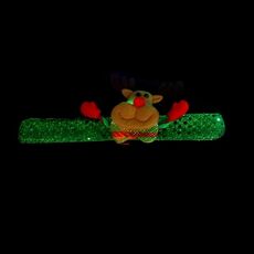 Bracciale stile Babbo Natale con luce flash Merry Christmas Slap Pat Circle (cervo chiaro con paillettes)