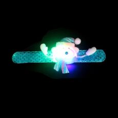 Polsino con luce flash stile Babbo Natale Merry Christmas Slap Pat Circle (Orsetto luminoso con paillettes)