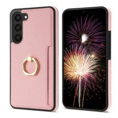 Per Samsung Galaxy S23 5G Ring Card Litchi Custodia posteriore in pelle per telefono (rosa)