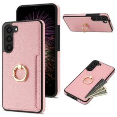 Per Samsung Galaxy S23 FE 5G Ring Card Litchi Custodia posteriore in pelle per telefono (rosa)