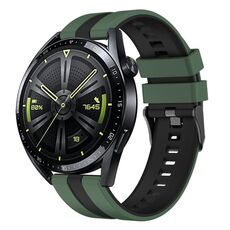 Per Huawei Watch GT 3 / GT 3 Pro cinturino verticale in silicone bicolore (verde oliva + nero)