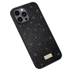 Per iPhone 15 Pro SULADA PC scintillante + TPU + custodia per telefono in pelle fatta a mano (nera)