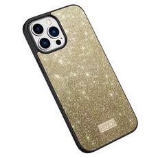 Per iPhone 15 Pro SULADA PC scintillante + TPU + custodia per telefono in pelle fatta a mano (oro)