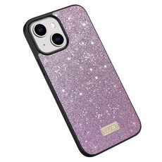 Per iPhone 15 SULADA PC scintillante + TPU + custodia per telefono in pelle fatta a mano (viola)
