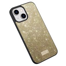 Per iPhone 15 SULADA PC scintillante + TPU + custodia per telefono in pelle fatta a mano (oro)