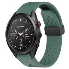 Per Garmin Approach S62 cinturino in silicone con foro per fibbia pieghevole da 22 mm (verde scuro)