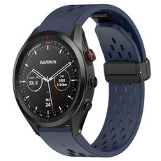Per cinturino in silicone Garmin Approach S62 con foro per fibbia pieghevole da 22 mm (blu notte)