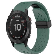 Per Garmin Fenix 6 Pro GPS cinturino in silicone con foro per fibbia pieghevole da 22 mm (verde scuro)