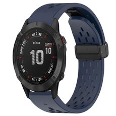 Per Garmin Fenix 6 Pro GPS cinturino in silicone con foro per fibbia pieghevole da 22 mm (blu notte)