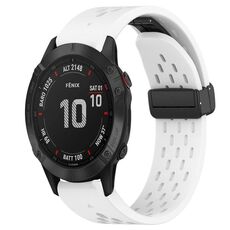 Per Garmin Fenix 6 Sapphire GPS cinturino in silicone con foro per fibbia pieghevole da 22 mm (bianco)