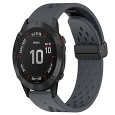Per Garmin Fenix 6 Sapphire GPS cinturino in silicone con foro per fibbia pieghevole da 22 mm (grigio scuro)