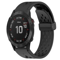 Per Garmin Fenix 6 Sapphire GPS cinturino in silicone con foro per fibbia pieghevole da 22 mm (nero)