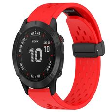 Per Garmin Fenix 6 Sapphire GPS cinturino in silicone con foro per fibbia pieghevole da 22 mm (rosso)