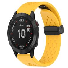 Per Garmin Fenix 6 Sapphire GPS cinturino in silicone con foro per fibbia pieghevole da 22 mm (giallo)