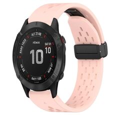 Per Garmin Fenix 6 Sapphire GPS cinturino in silicone con foro per fibbia pieghevole da 22 mm (rosa)