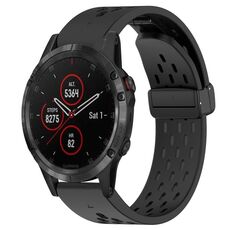 Per cinturino in silicone con foro per fibbia pieghevole Garmin Fenix 5 da 22 mm (nero)
