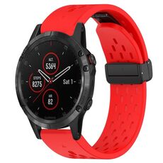 Per cinturino in silicone con foro per fibbia pieghevole Garmin Fenix 5 da 22 mm (rosso)