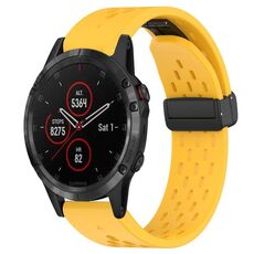 Per cinturino in silicone con foro per fibbia pieghevole Garmin Fenix 5 da 22 mm (giallo)