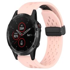 Per cinturino in silicone con foro per fibbia pieghevole Garmin Fenix 5 da 22 mm (rosa)