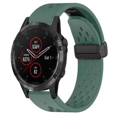 Per cinturino in silicone con foro per fibbia pieghevole Garmin Fenix 5 da 22 mm (verde scuro)