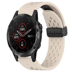 Per cinturino in silicone con foro per fibbia pieghevole Garmin Fenix 5 da 22 mm (colore Starlight)