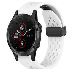 Per cinturino in silicone con foro per fibbia pieghevole Garmin Fenix 5 Plus da 22 mm (bianco)