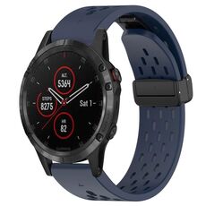 Per cinturino in silicone con foro per fibbia pieghevole Garmin Fenix 5 Plus da 22 mm (blu notte)